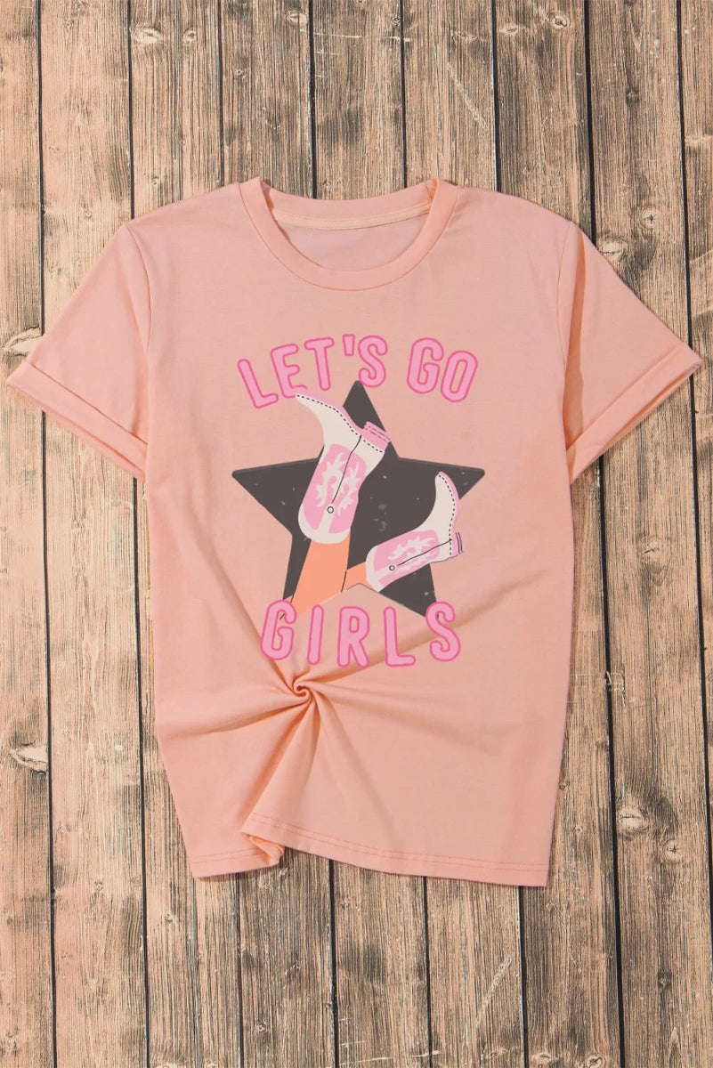Stylish Graphic Round Neck Short Sleeve T-Shirt for Women - Love Salve
